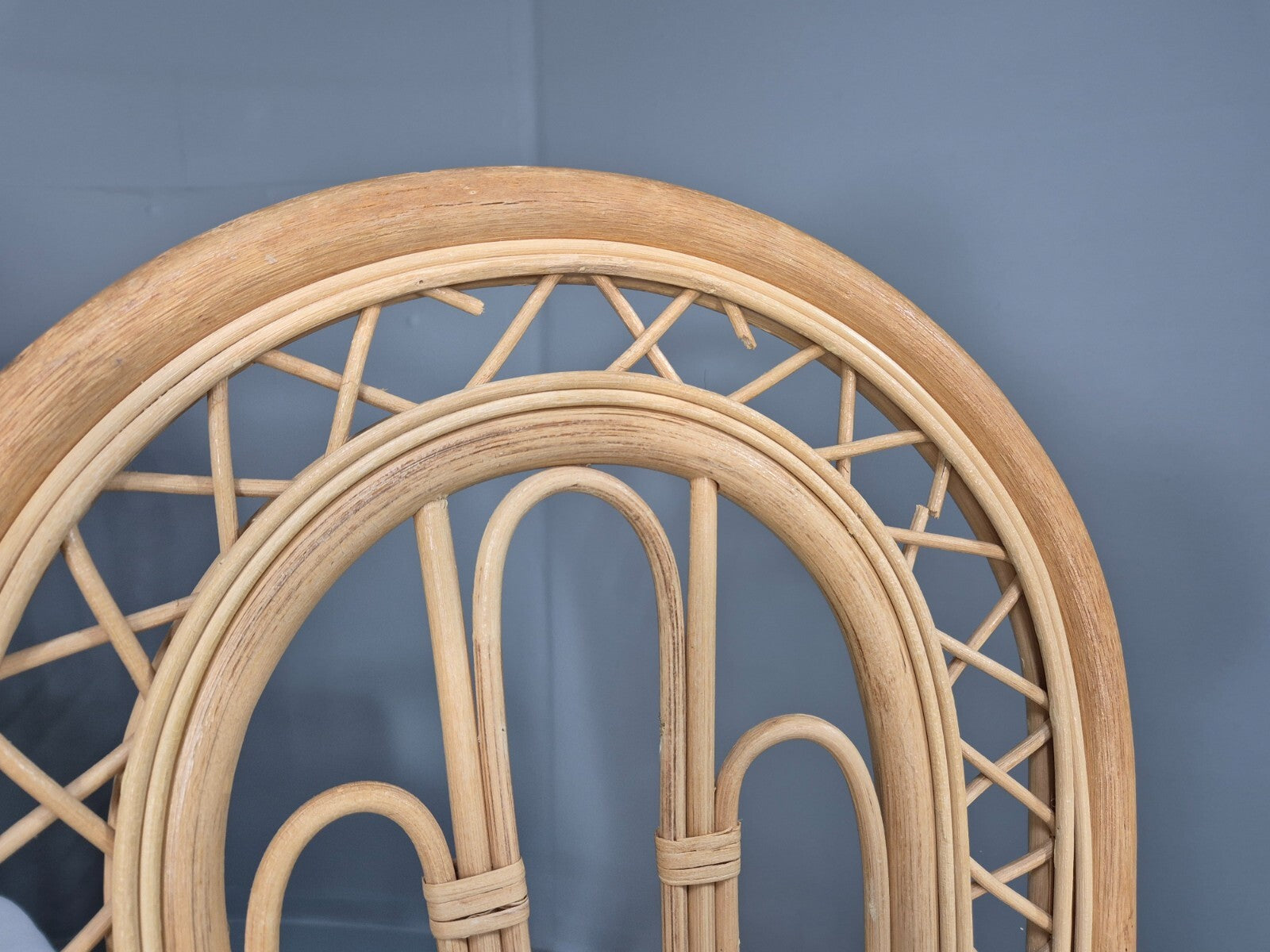 6 Vintage Cane Dining Chairs 1980s Retro 2 Carvers White Seat EB9704 VBER - UKDK FURNITURE