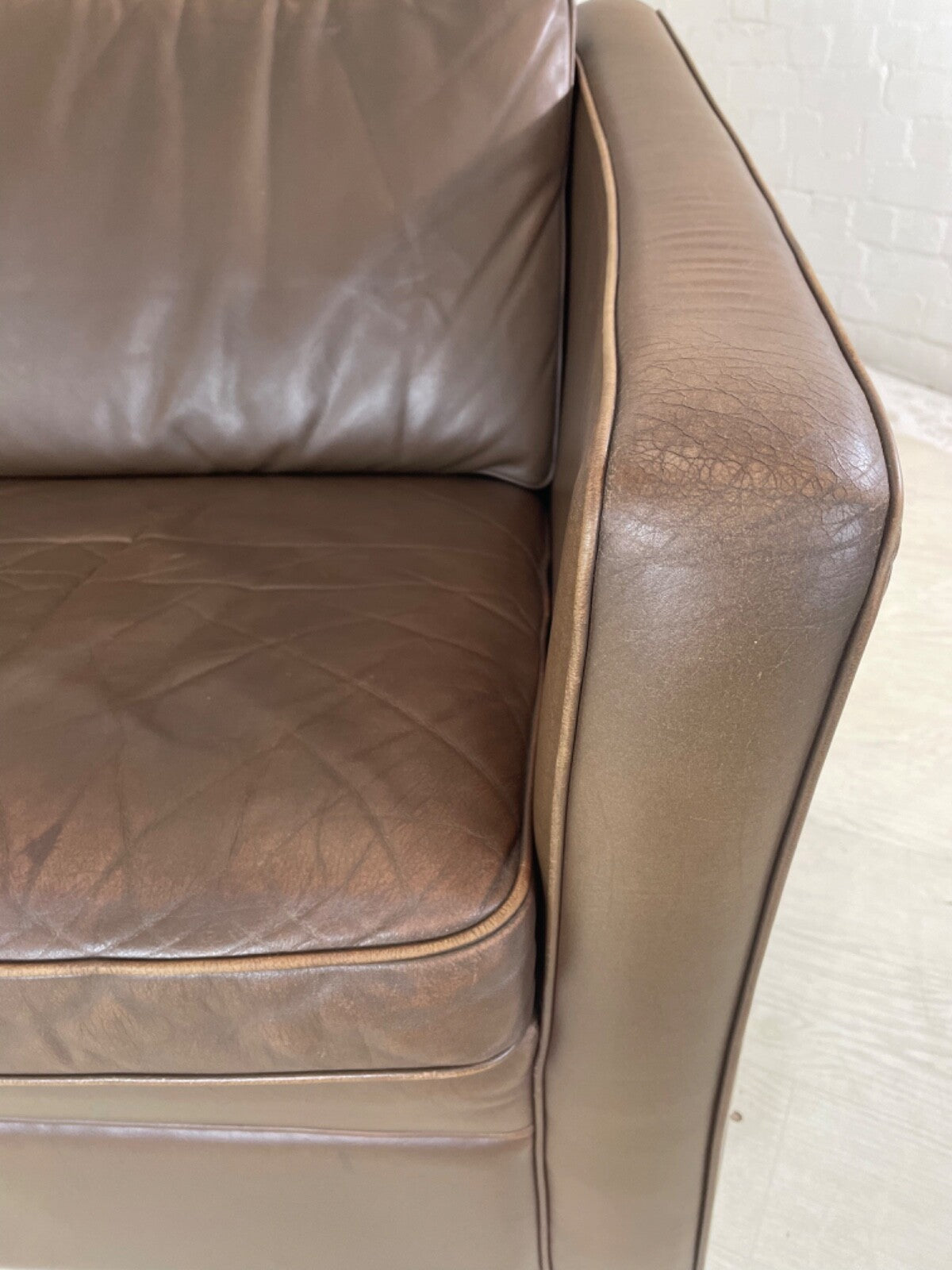 Leather Two Seat Sofa Vintage Danish 1970s Retro Thams Style EB4087 M2SS9