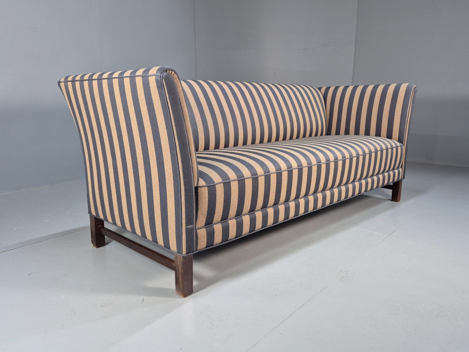 Vintage Danish 1950s Striped Sofa Mid Century Modern Shape Retro EB9559 M3SS - UKDK FURNITURE