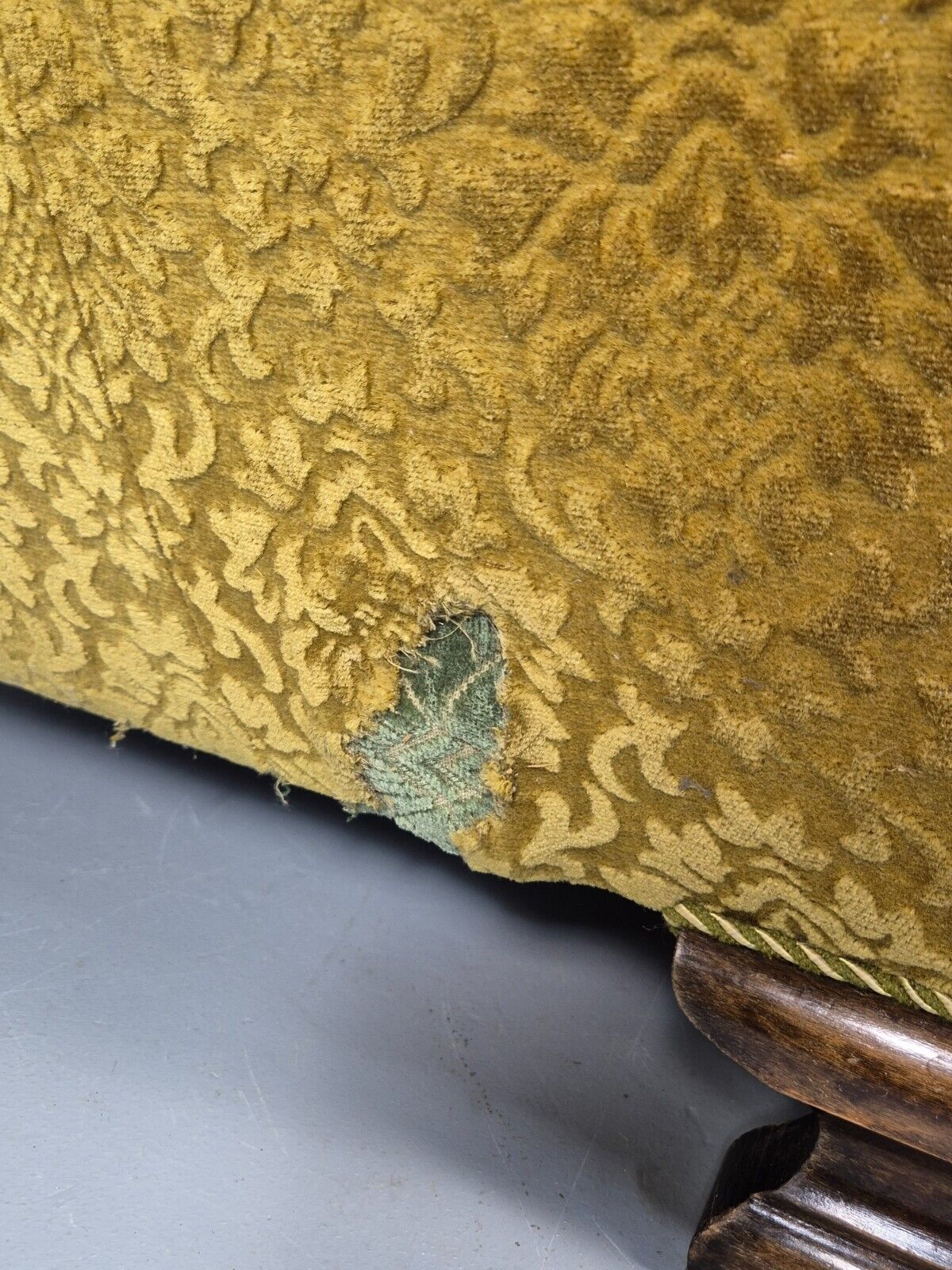 Vintage Danish Lounge Chair Gold Moquette Wood Frame 1920s Art Deco EB8975 VCLO - UKDK FURNITURE