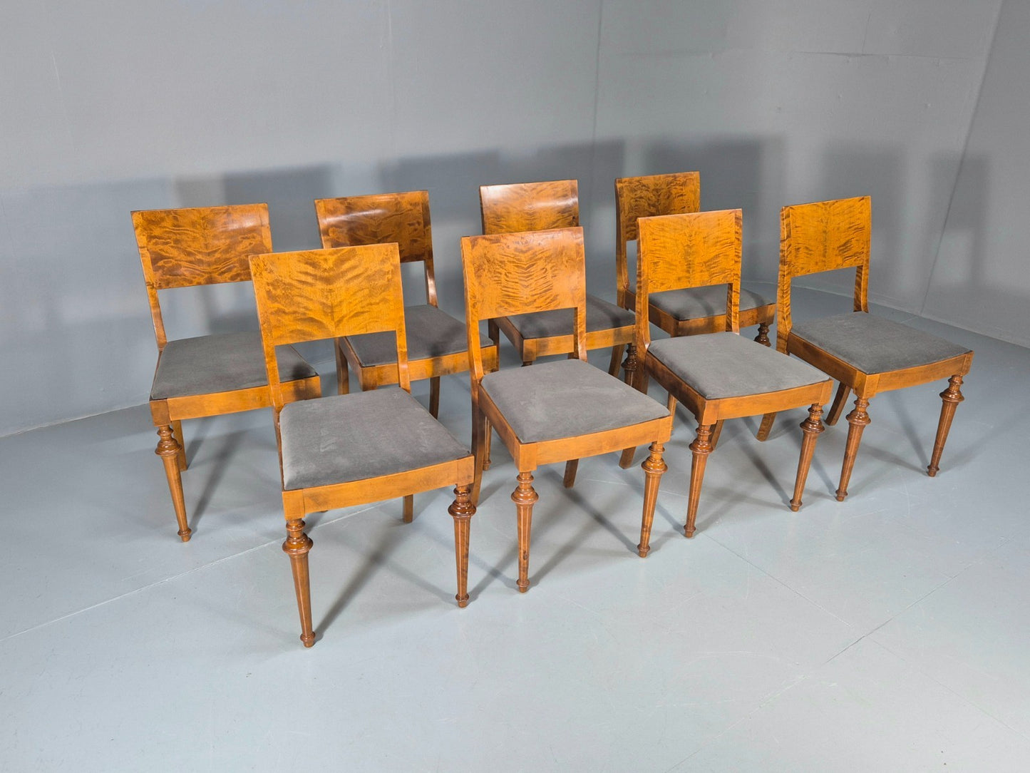 8 Biedermeier Birch Dining Chairs New Upholstery Swedish Design EB10818 VDIN1