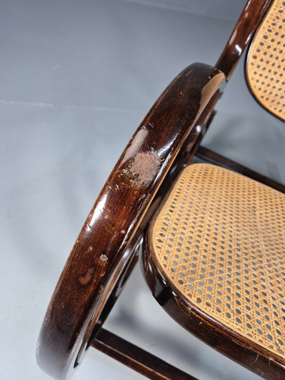 Vintage Rocking Chair Rattan and Bentwood Thonet Style 1970s Retro EB8945 VBER3