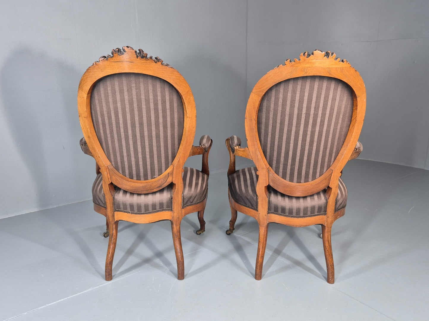 2 Antique Rococo Armchairs Walnut Frames 1880s Denmark Quality  EB111331 VCLO11