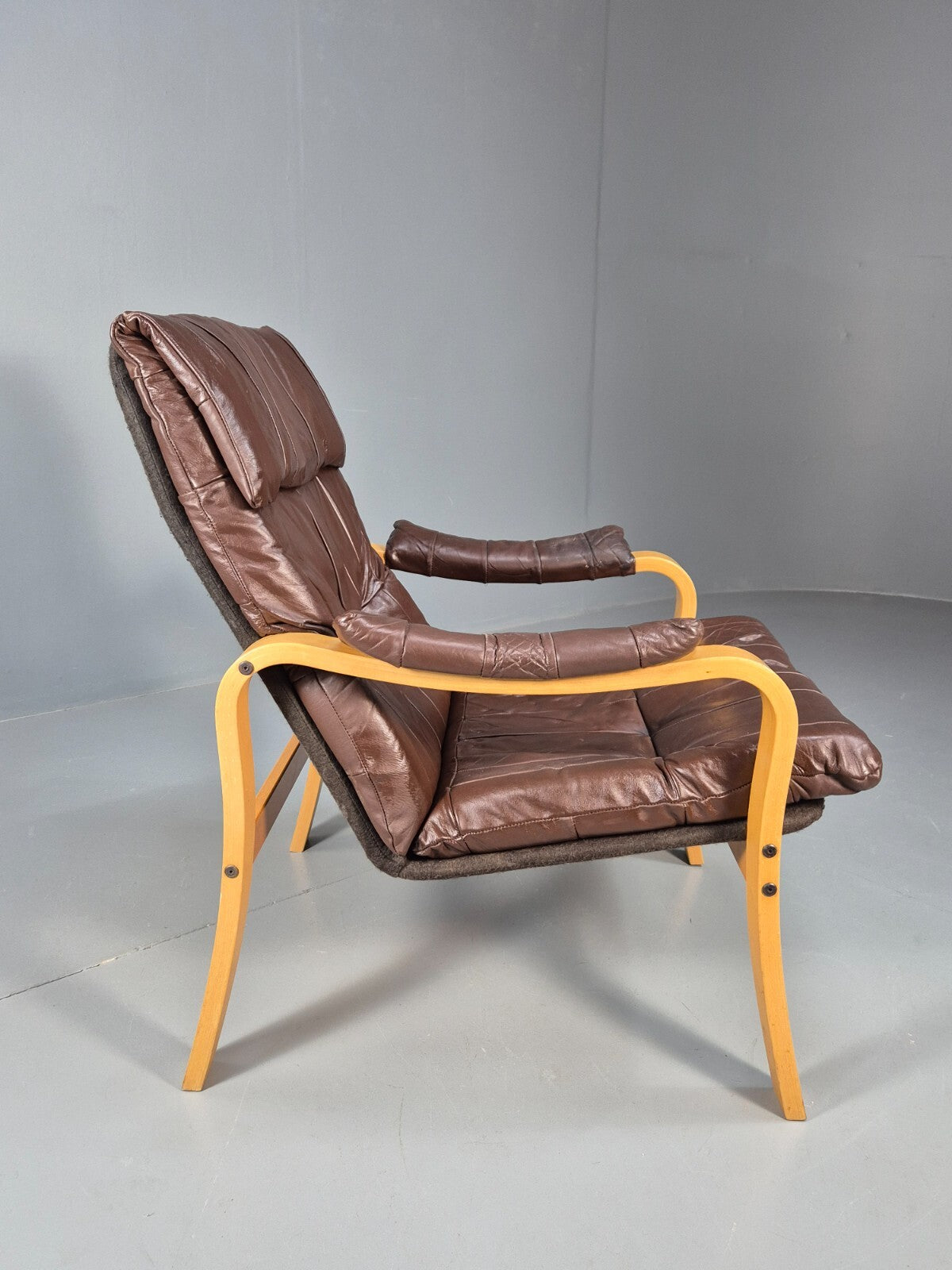 Brown Leather Bentwood Armchair Danish Modern Design Mid Century EB9248 MBEN - UKDK FURNITURE