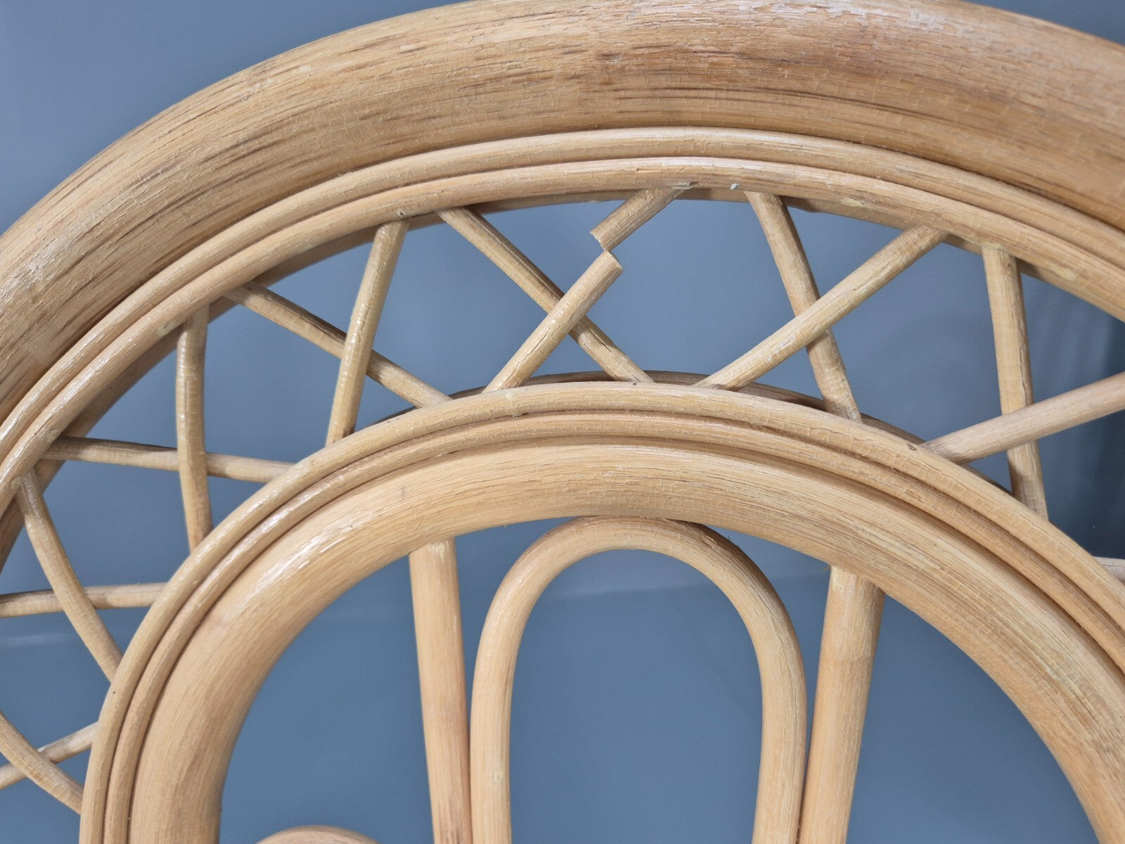 6 Vintage Cane Dining Chairs 1980s Retro 2 Carvers White Seat EB9704 VBER - UKDK FURNITURE