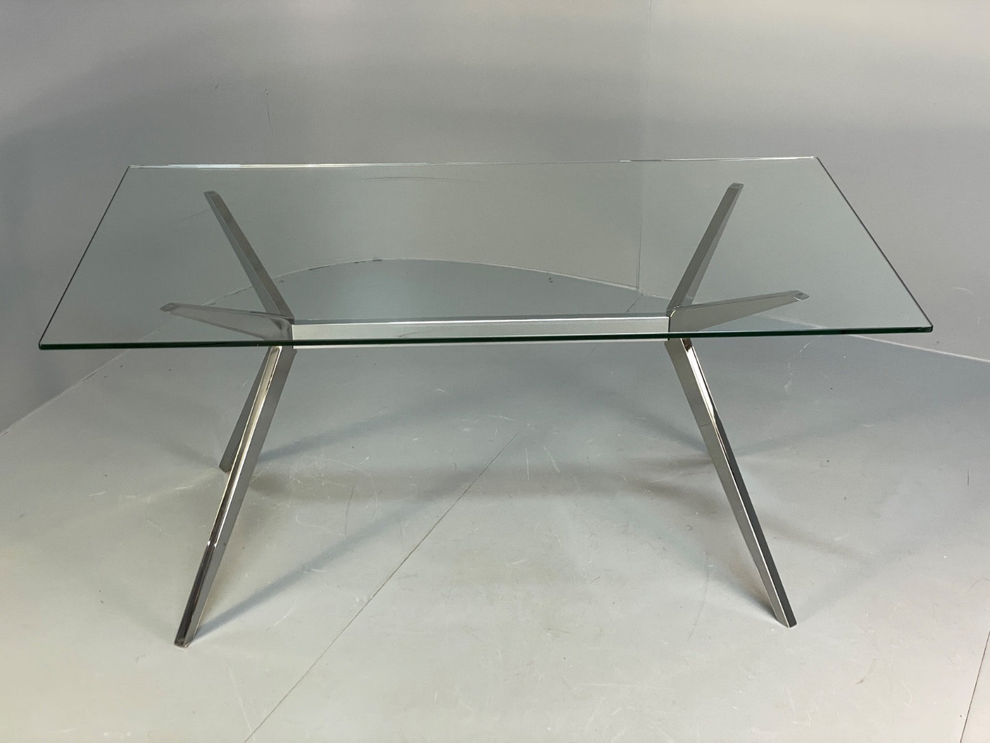 Glass & Chrome Dining Table By Calligaris Modern Minimal Design EB10357 MWOO5