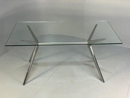 Glass & Chrome Dining Table By Calligaris Modern Minimal Design EB10357 MWOO5