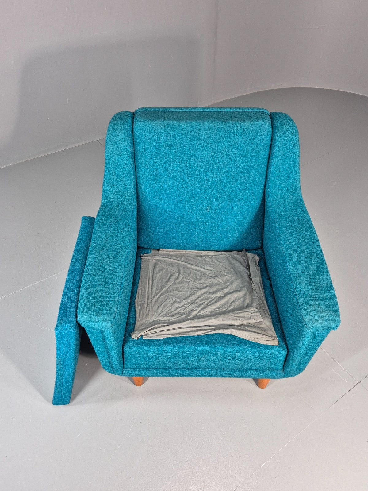 Vintage Swedish Lounge Chair 1960s Retro Dux Mid Century Blue Wool  EB11104 MNOR9