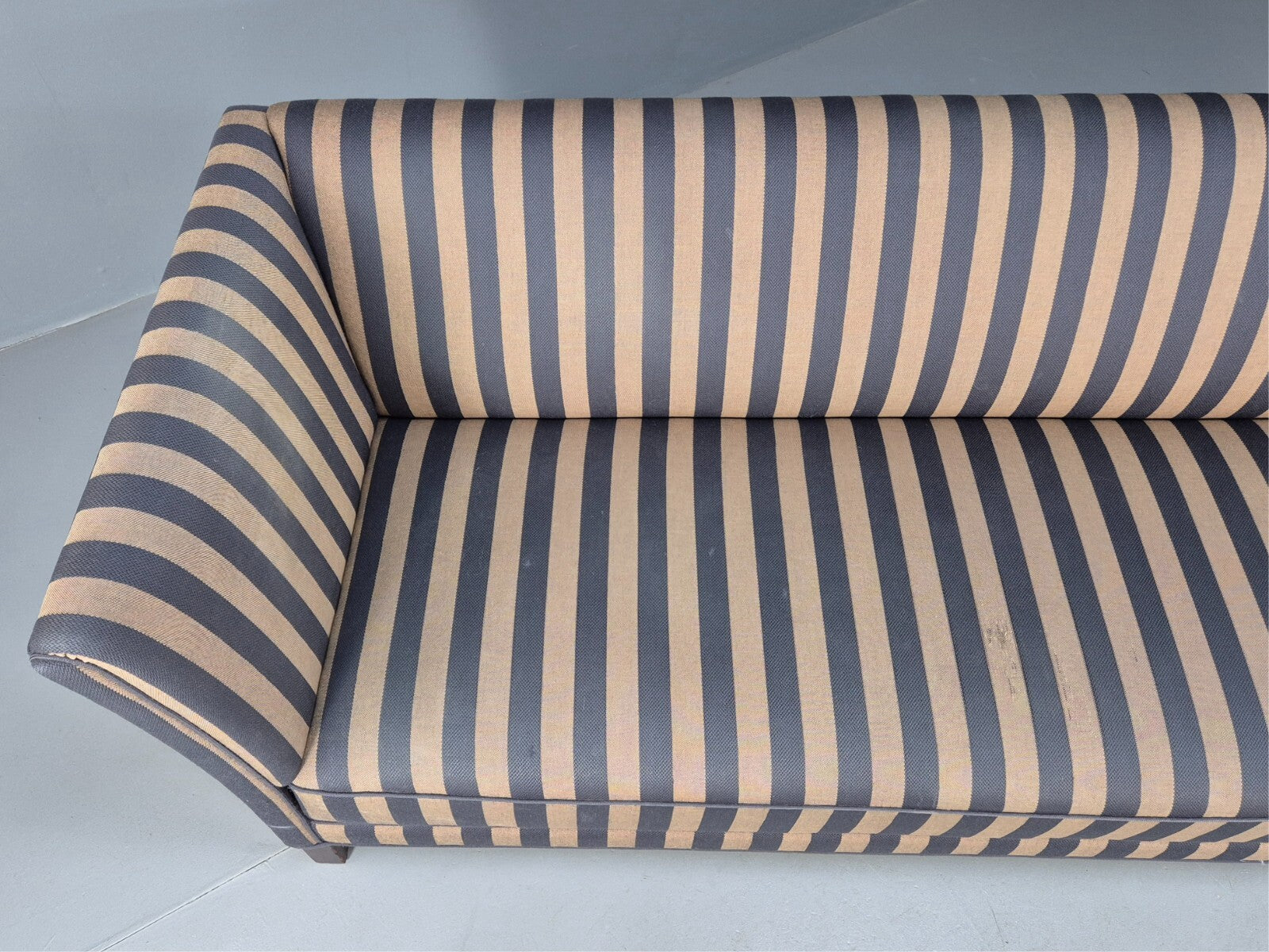 Vintage Danish 1950s Striped Sofa Mid Century Modern Shape Retro EB9559 M3SS - UKDK FURNITURE