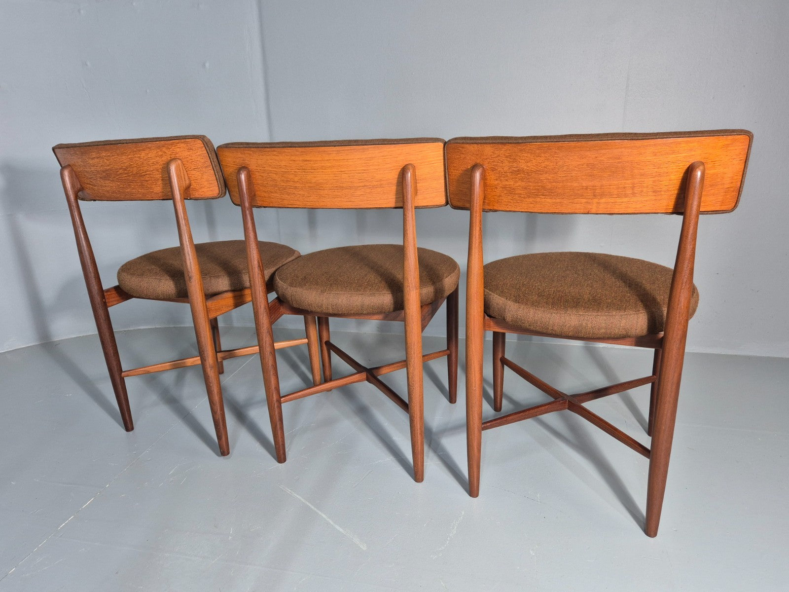 6 G Plan Round Seat Dining Chairs 1970s Retro MCM Original Fabric EB11613 MDIN14