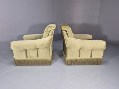 2 Retro 1970s Lounge Chairs Green Velour Vintage Danish Design EB10749 VCLO10
