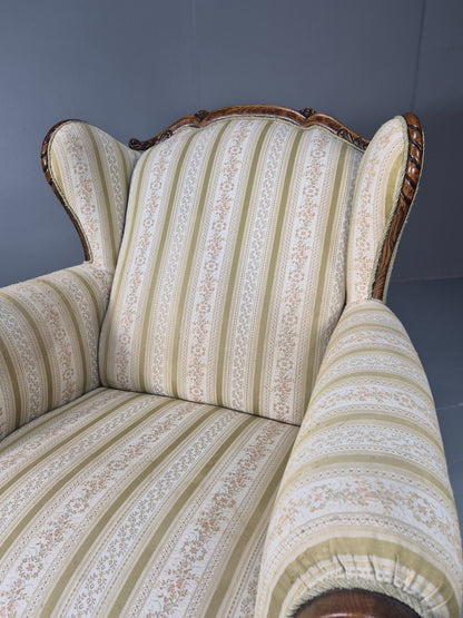 Antique Scandinavian Lounge Chair Regency Stripe Upholstery 1900s EB10765 VCAR11