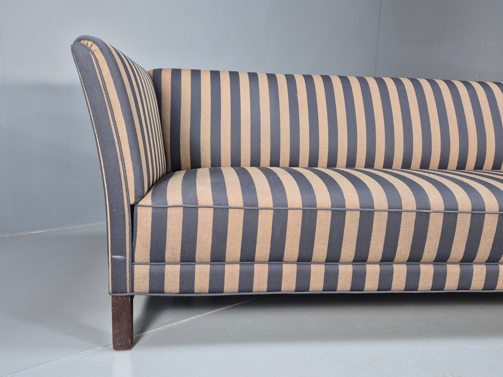 Vintage Danish 1950s Striped Sofa Mid Century Modern Shape Retro EB9559 M3SS - UKDK FURNITURE