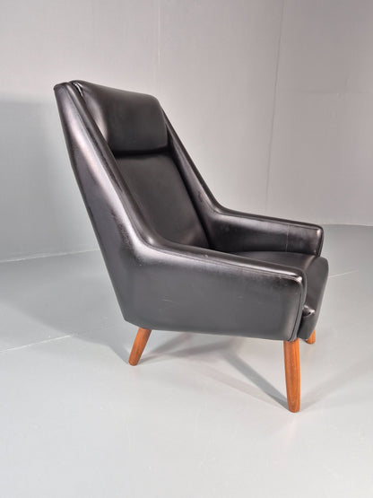 1960s High Back Lounge Chair Vintage Danish MCM Retro Teak Legs EB11330 MNOR9