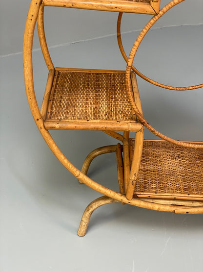 Antique Art Deco Bamboo And Wicker Circular Small Display Shelving EB9737 MWOO - UKDK FURNITURE