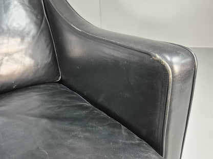 Two Seat Sofa Vintage Danish Black Leather 1970s Retro Mid Century  EB10122 M2SS6