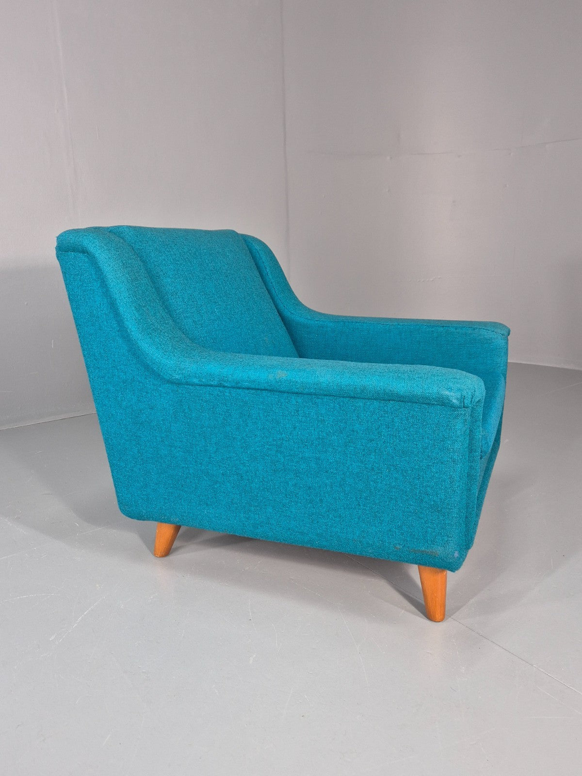 Vintage Swedish Lounge Chair 1960s Retro Dux Mid Century Blue Wool  EB11104 MNOR14