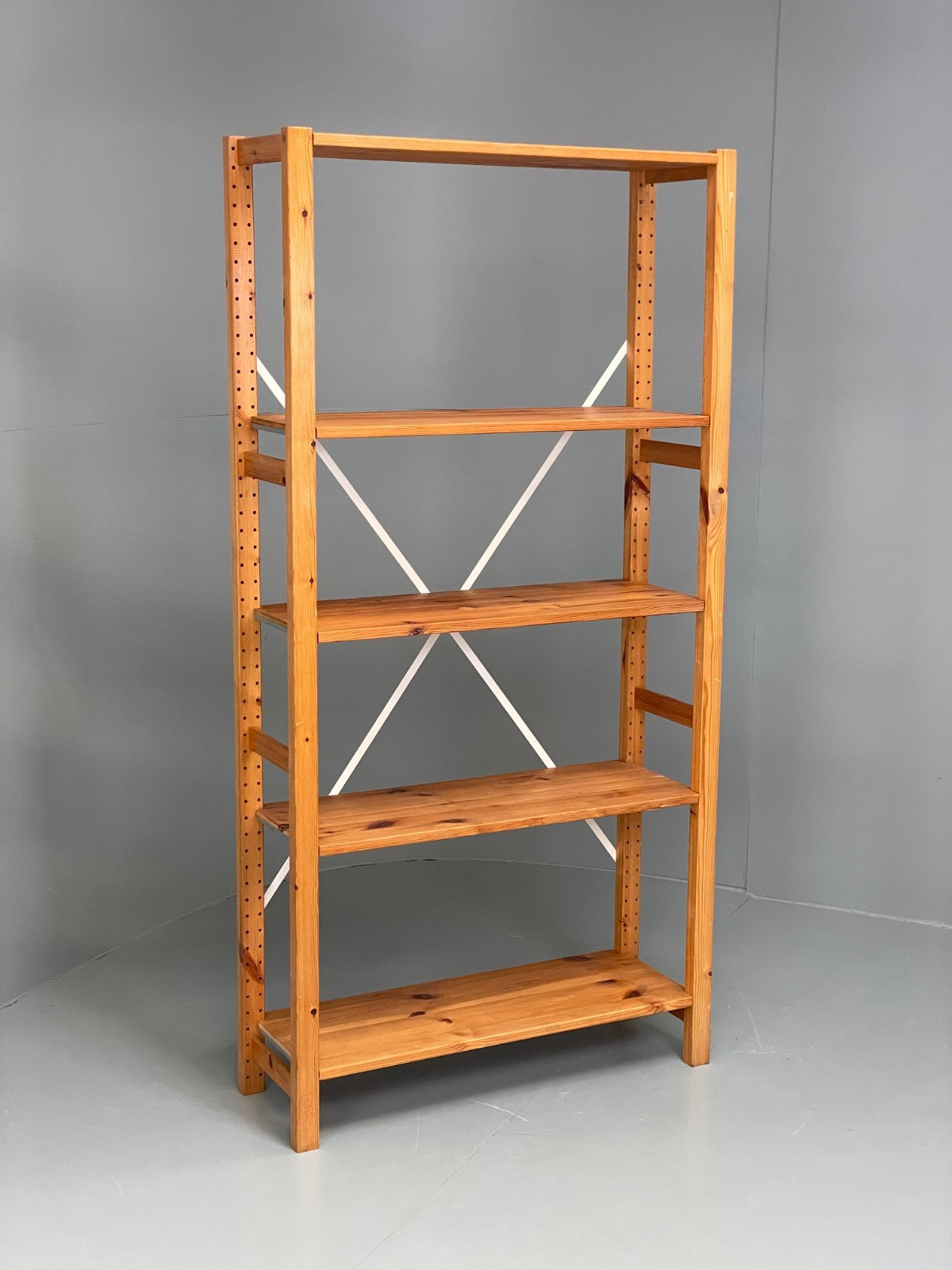 Pine Open Shelving Unit Adjustable Retro Scandi Solid EB11784 MWOO0