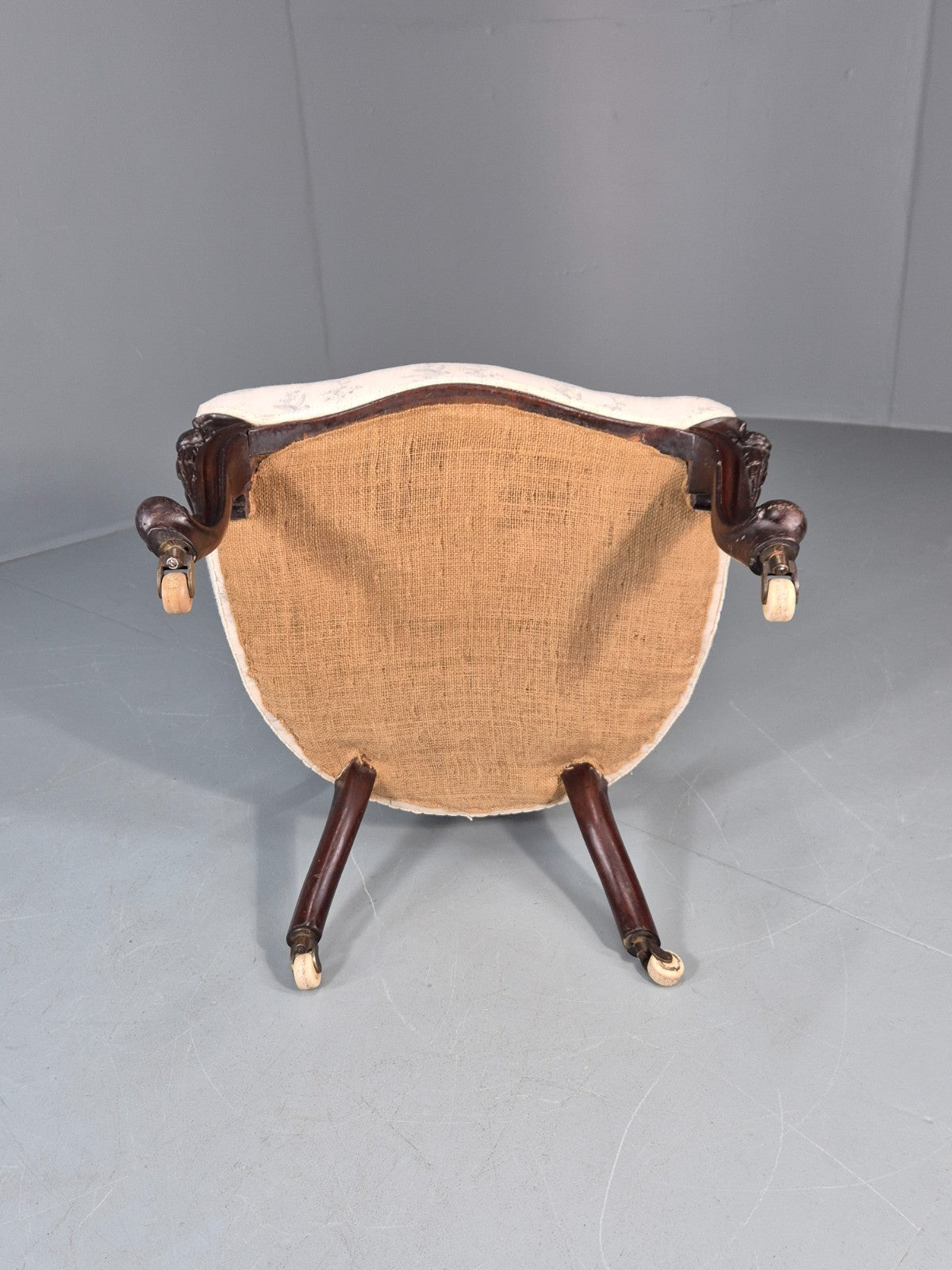 Victorian Balloon Back Nursing Chair Mahogany Carved Frame 1880s EB10989 VCAR12