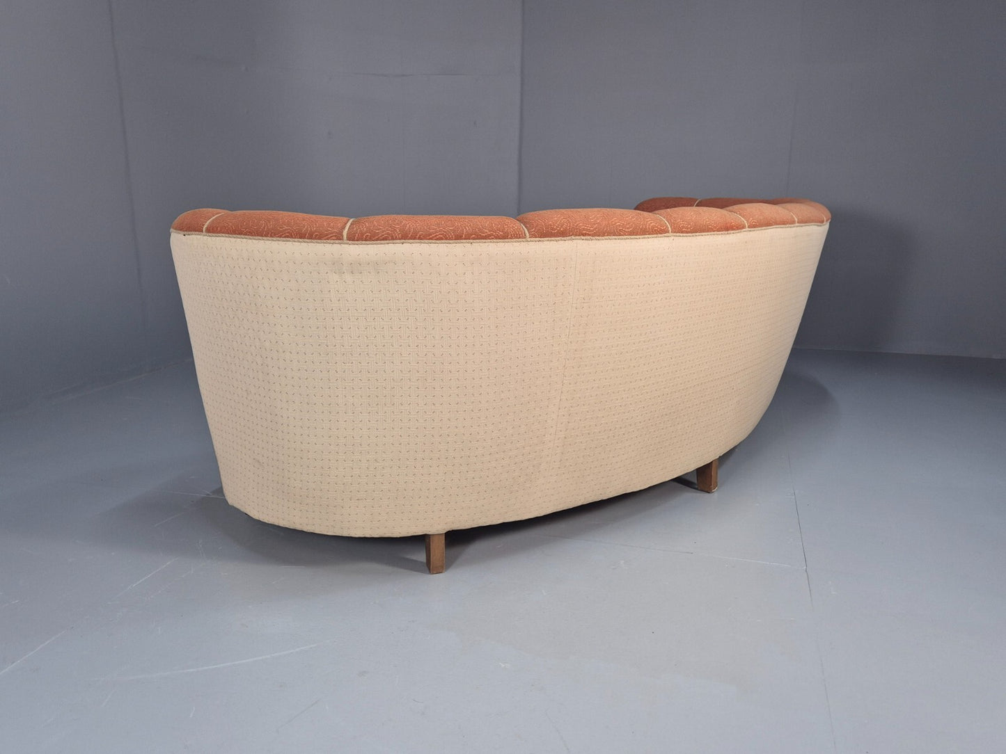 Vintage Danish Art Deco Banana Sofa Peach and Cream 1930s Retro EB9745 V3SS - UKDK FURNITURE