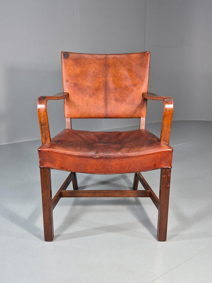 Danish Desk Chair 1930s Vintage Leather and Teak Kaare Klint Style EB10769 VLEA2