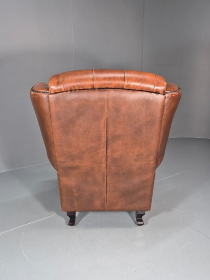 Vintage Leather Wing Back Club Chair  Denmark Chesterfield Style  EB10732 VLEA15