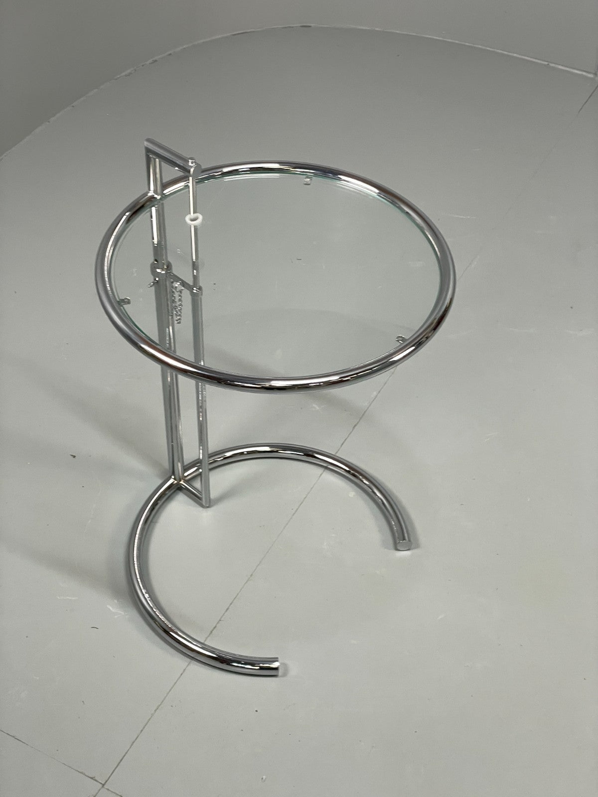 Vintage Chrome Side Table Eileen Grey Style Adjustable Glass Top EB11042 MWOO5