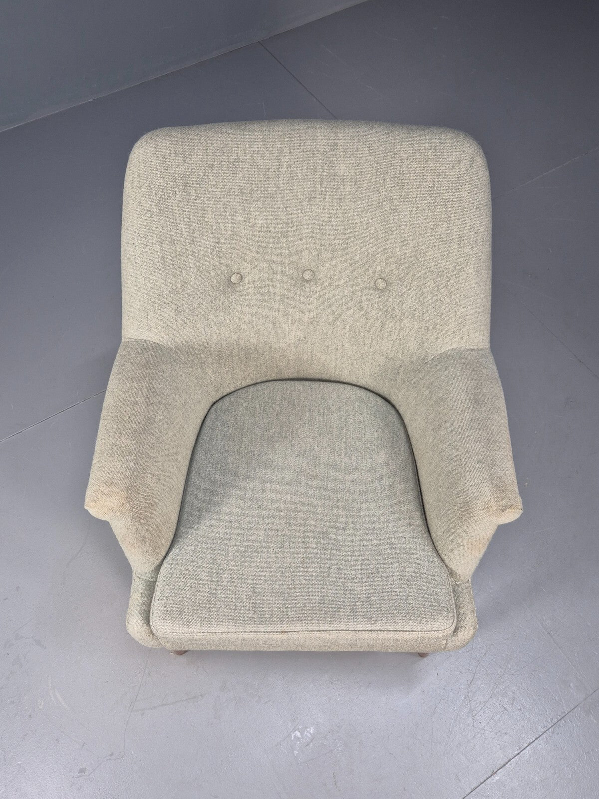 Mid Century Danish Chair Light Mint Grey Wool Oak Legs Vintage MNOR - UKDK FURNITURE