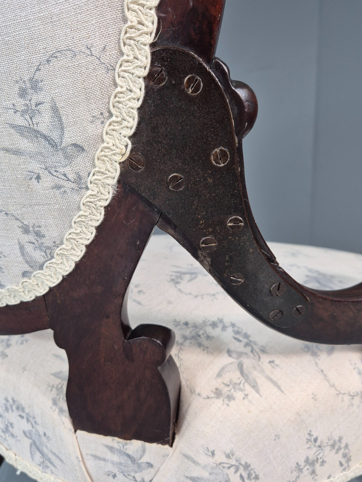 Victorian Balloon Back Nursing Chair Mahogany Carved Frame 1880s EB10989 VCAR7