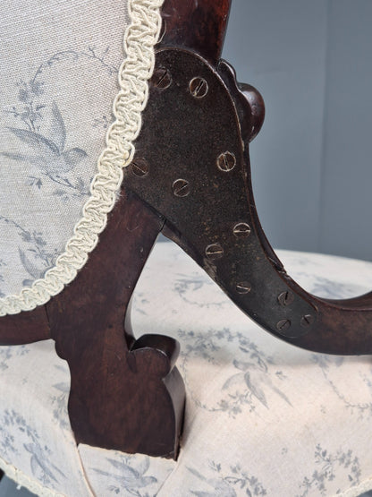 Victorian Balloon Back Nursing Chair Mahogany Carved Frame 1880s EB10989 VCAR7