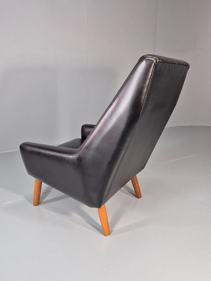 1960s High Back Lounge Chair Vintage Danish MCM Retro Teak Legs EB11330 MNOR14