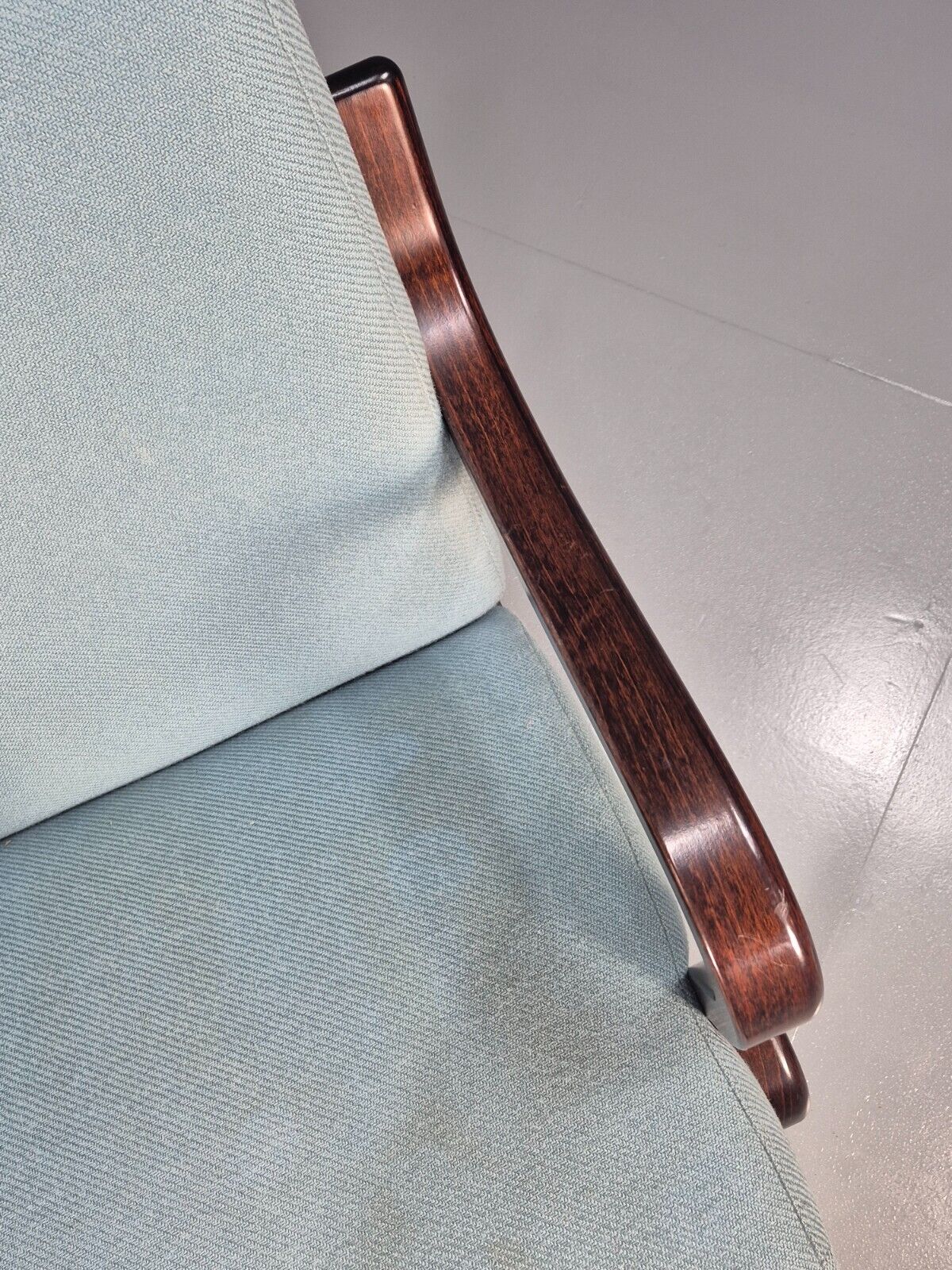 Vintage Danish Lounge Chair Blue Wool Bentwood Stouby 1980s Retro EB8849 NCLO - UKDK FURNITURE