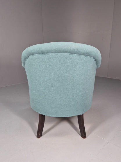 Art Deco Tub Chair Danish Turquoise 1940s Vintage Cabriole Leg EB10740 VCLO9