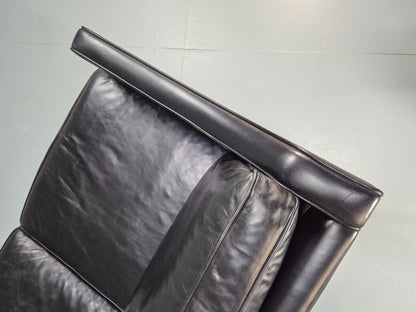 Vintage 3 Seater Leather Sofa Danish Mogensen Style Black 1980s EB10689 M3SS15