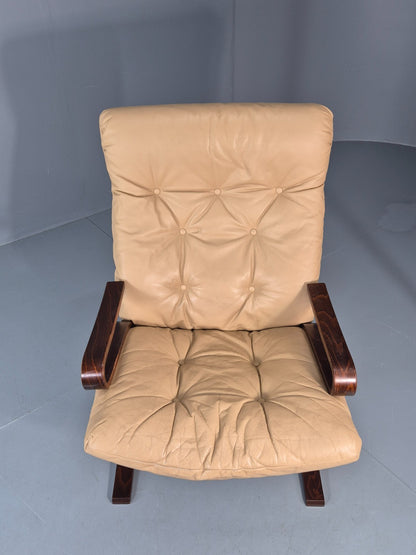 Vintage Leather Bentwood Armchair  Midcentury Norway Skyline Retro EB9912 MBEN13