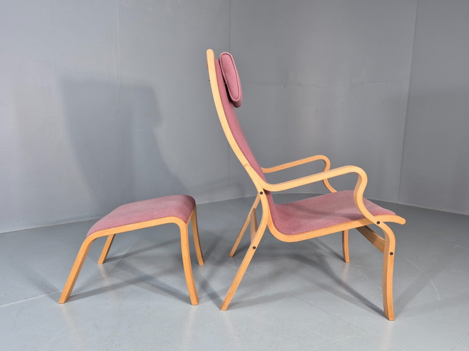 Vintage Danish Bentwood Chair and Footstool Ostergaard Style Retro EB11297 MBEN5