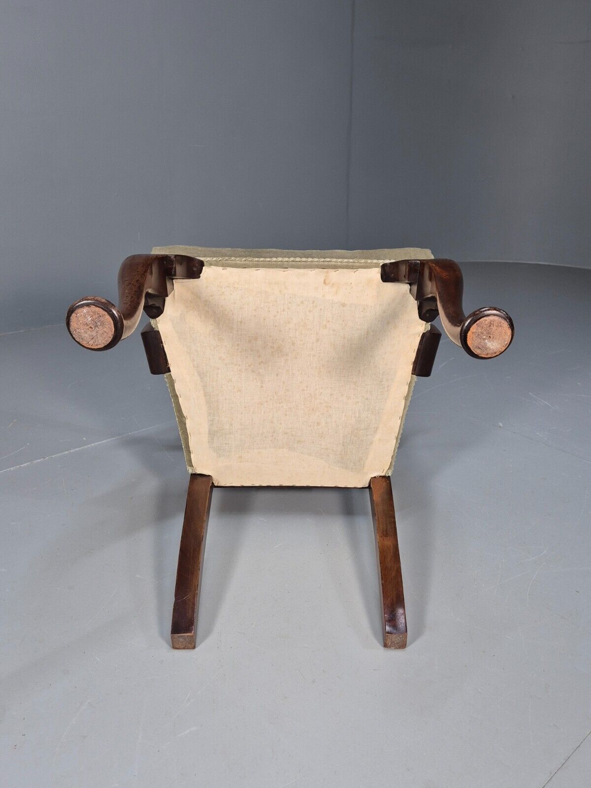 Antique Georgian Style Elbow Chair Mahogany Pad Feet Green Seat EB9387 VDIN - UKDK FURNITURE