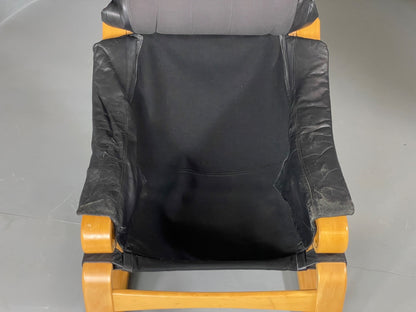 Vintage Danish Lounge Chair Black Leather Skippers Apollo Chair EB6121 MBEN18