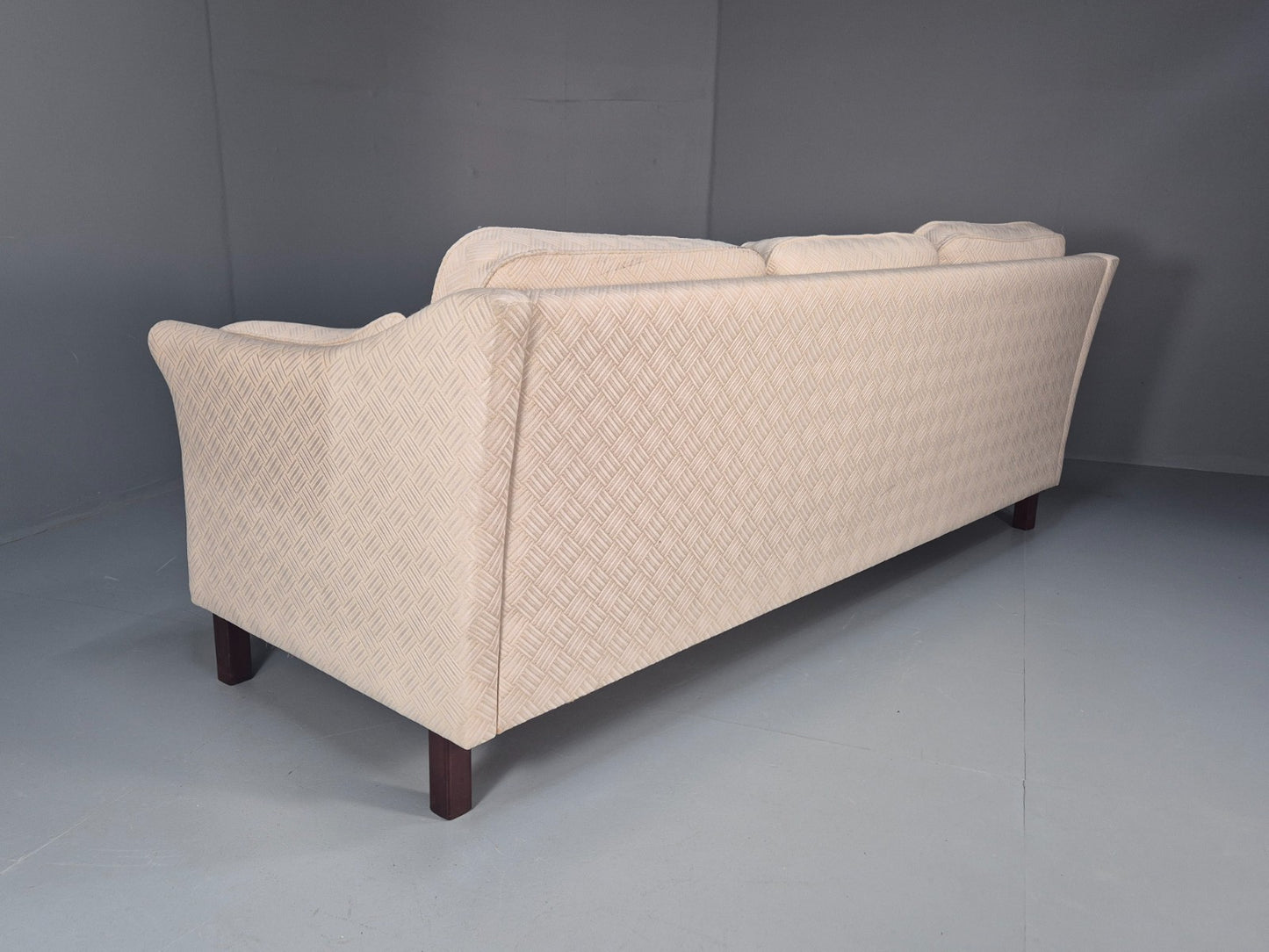 Vintage 3 Seater Sofa Retro Danish Cream Patterned Fabric EB10520 M2SS17
