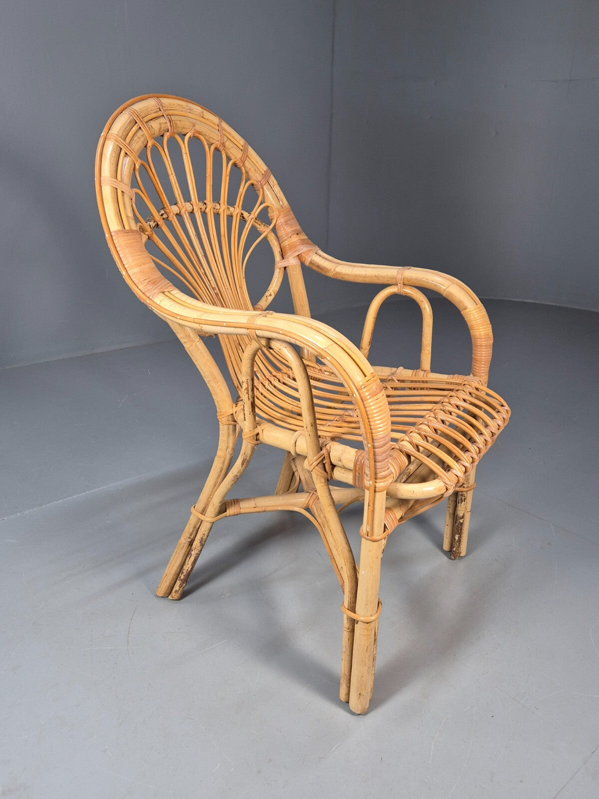 Vintage Cane Work Armchair Unusual Styling 1970s Retro EB9688 VBER - UKDK FURNITURE