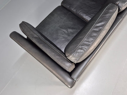 Vintage Danish 3 Seat Sofa Black Leather Mogens Hansen Retro 1970s EB8630 M3SS - UKDK FURNITURE