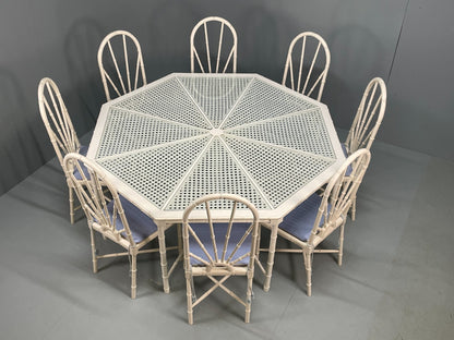 White Bamboo Dining Table & 8 Chairs Harrods 1950s Plantation Style EB11554 MWOO1