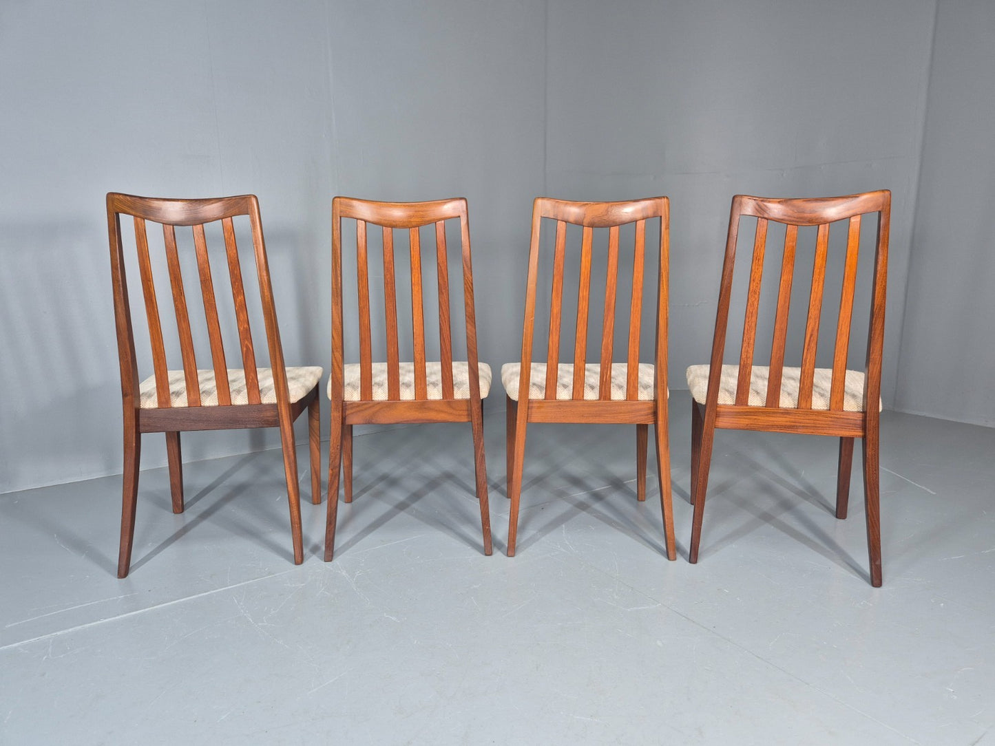 4 Vintage G Plan Ffresco Dining Chars Teak Cream Seats 1970s Retro EB11591 MDIN8