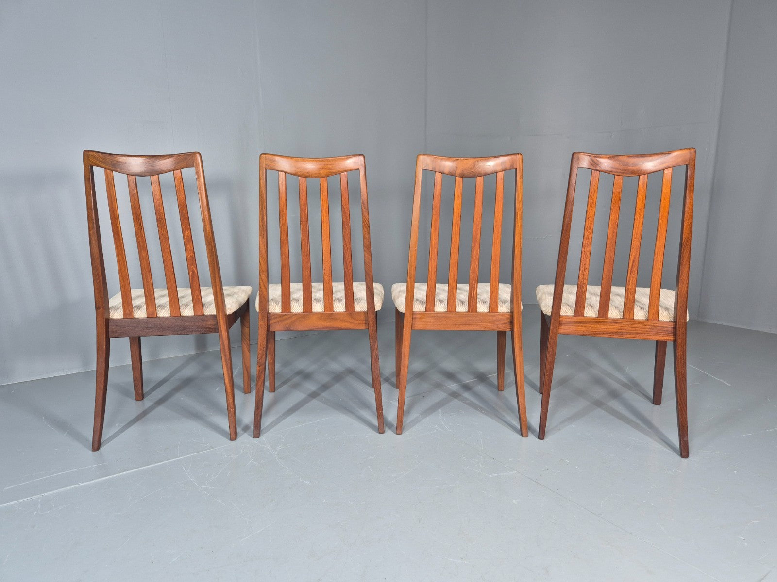 4 Vintage G Plan Ffresco Dining Chars Teak Cream Seats 1970s Retro EB11591 MDIN8