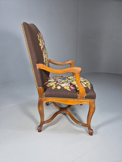 Vintage Danish Lounge Brown Floral Oak 17th Century Style EB8996 VCLO - UKDK FURNITURE
