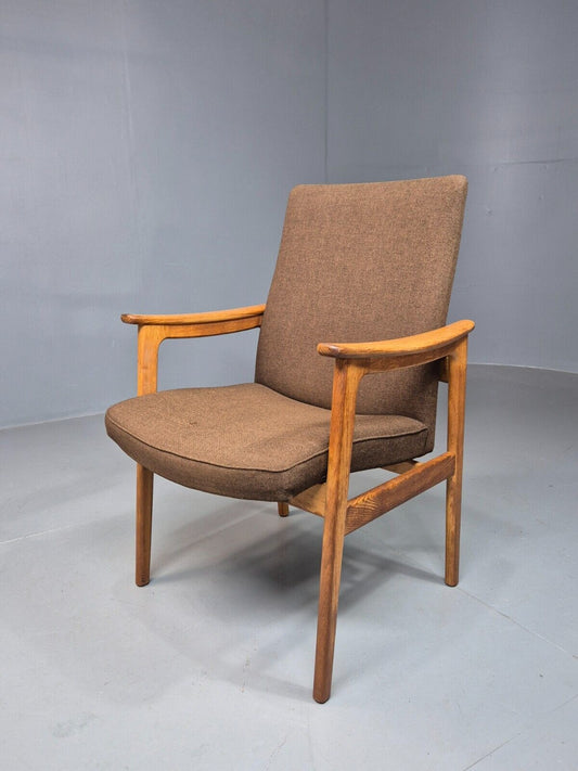 Vintage Danish Elbow Chair Green Wool Oak Hong Kirkegaard Retro MCM EB8271 MDIN - UKDK FURNITURE