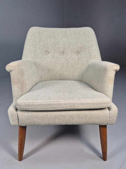 Mid Century Danish Chair Light Mint Grey Wool Oak Legs Vintage MNOR - UKDK FURNITURE
