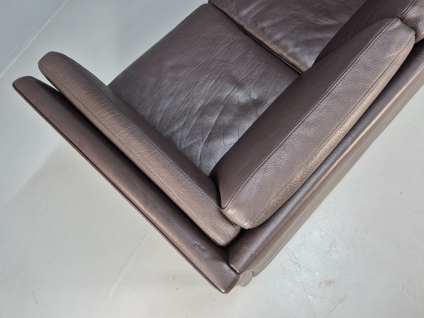 Vintage Danish 3 Seat Black leather Sofa 1980s Retro MCM EB9072 M3SS - UKDK FURNITURE
