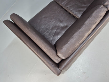 Vintage Danish 3 Seat Black leather Sofa 1980s Retro MCM EB9072 M3SS - UKDK FURNITURE