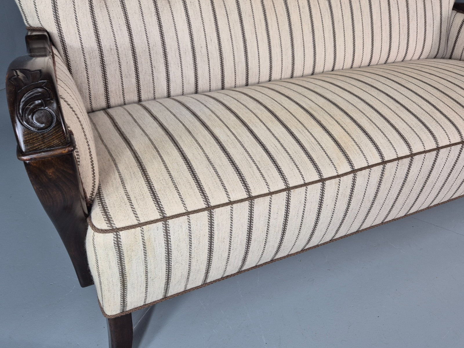 1950s Three Seater Settee Vintage Danish Cream and Grey Retro Deco EB11351 V3SS10